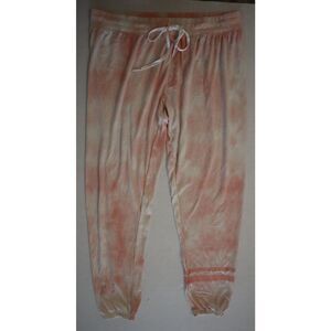 PJ Salvage Women's Sz L Coral Brushed Watercolor Jogger Pajama Pants